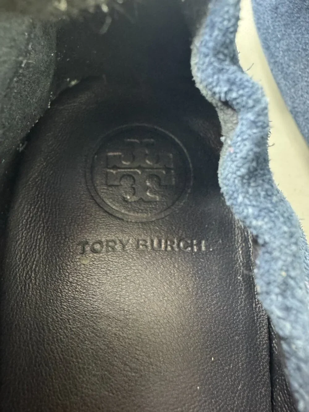 Tory Burch Navy Blue Suede Flats, Size 9 M